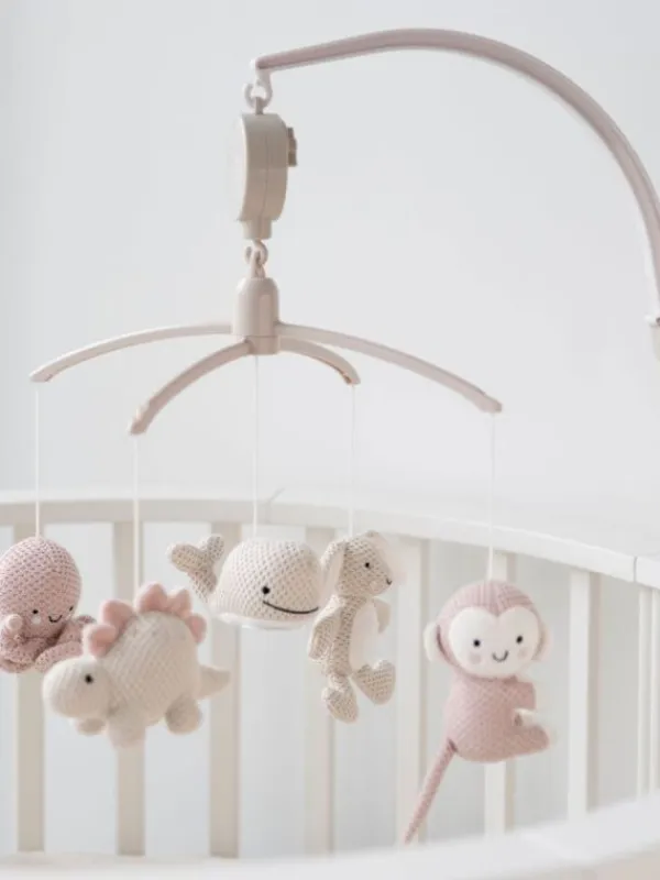 Clearance - mobile pinnasänkyyn Animals, old pink/warm linen Mobilet
