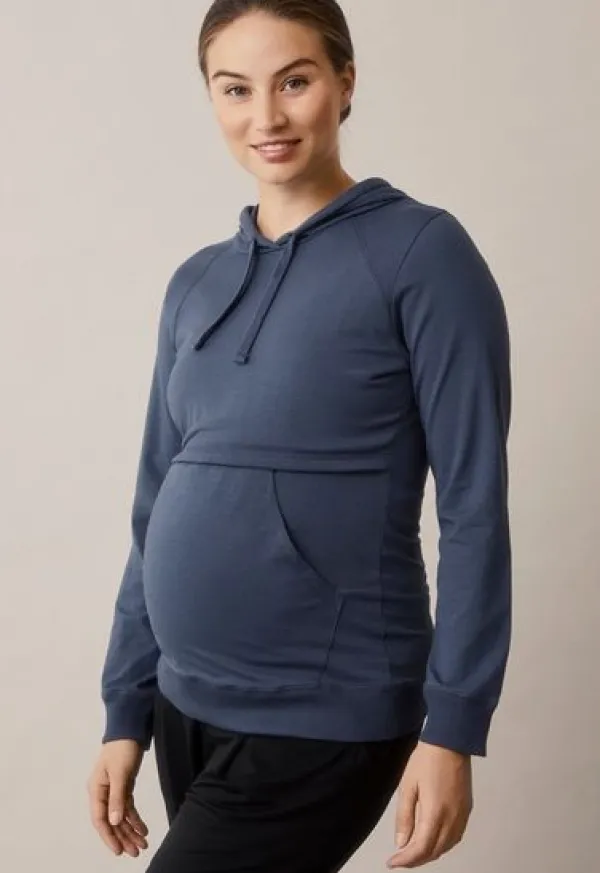 Online Boob Design - imetyshuppari B-Warmer Hoodie, Thunder blue Äitiyspaidat|Imetyspaidat