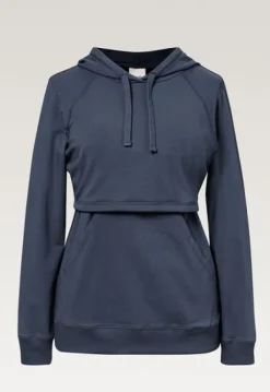 Online Boob Design - imetyshuppari B-Warmer Hoodie, Thunder blue Äitiyspaidat|Imetyspaidat
