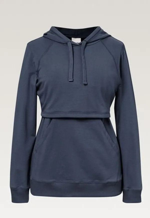 Online Boob Design - imetyshuppari B-Warmer Hoodie, Thunder blue Äitiyspaidat|Imetyspaidat