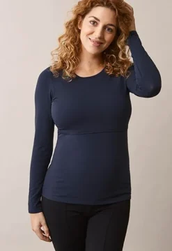 Discount Boob Design - imetyspaita pitkähihainen Classic, midnight blue Äitiyspaidat|Imetyspaidat