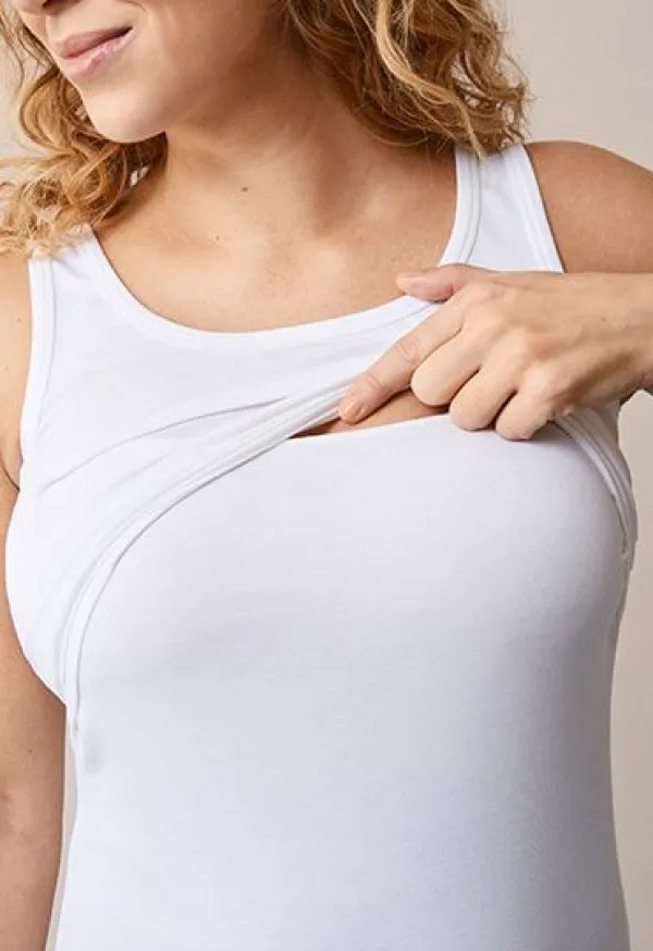 Sale Boob Design - imetystoppi Classic Tank Top Valkoinen Äitiyspaidat|Imetyspaidat