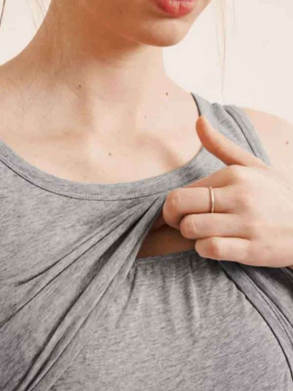 Clearance Boob Design - imetystoppi Classic Tank Top Grey melange Äitiyspaidat|Imetyspaidat
