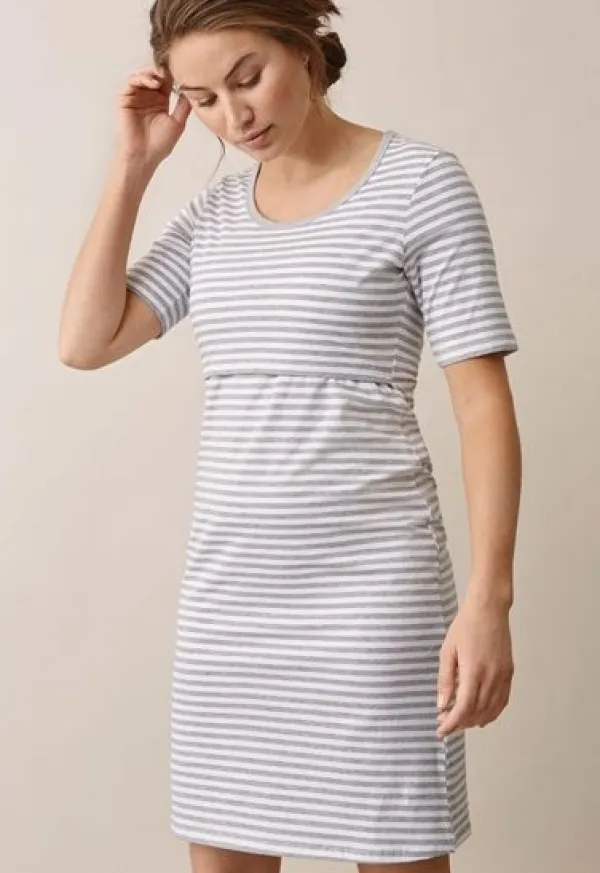 Outlet Boob - äitiys- ja imetysyömekko - White grey Imetysyöasut|Odotusajan Alusvaatteet