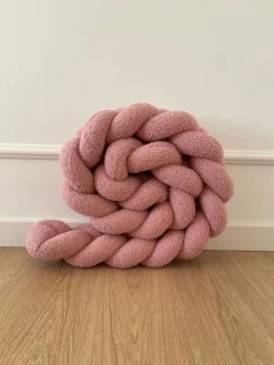 Hot Bouclé Palmikko reunasuoja pinnasänkyyn ja juniorisänkyyn - Pink Vuodevaatteet Ja Viltit