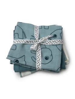 New - harsoliina 3-pack 70x70 - Deer friends Blue Puuvillaharsot