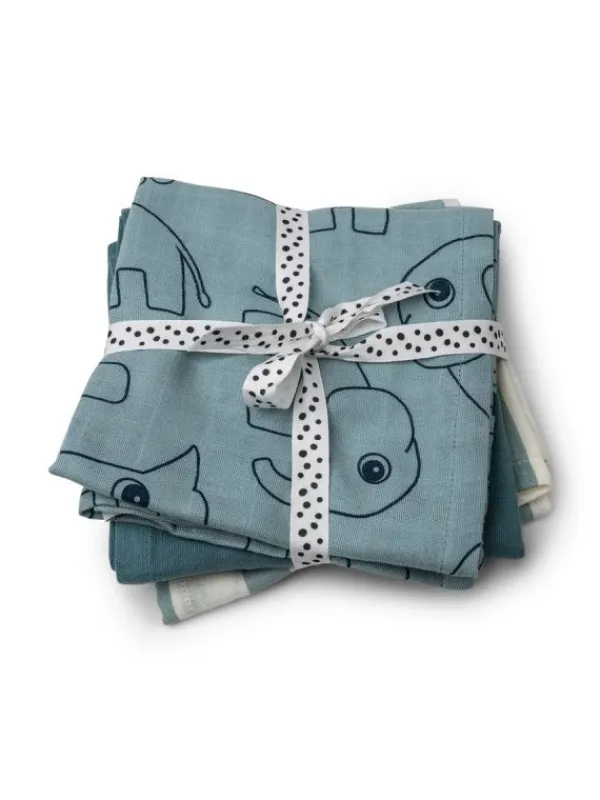 New - harsoliina 3-pack 70x70 - Deer friends Blue Puuvillaharsot