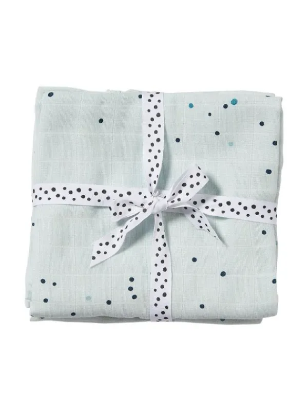 Clearance - harsoliina 2-pack 70x70 - Dreamy dots blue Puuvillaharsot
