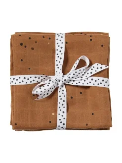 Hot - harsoliina 2-pack 70x70 - Dreamy dots mustard Puuvillaharsot