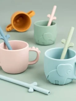 Outlet - silikoniset pillit 5-PACK - Blue Mix Ruokailuhetkiin