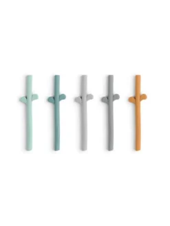 Outlet - silikoniset pillit 5-PACK - Blue Mix Ruokailuhetkiin