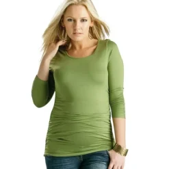 Clearance Fun Mum - äitiyspaita pitkähihainen Ruched Top, vihreä Äitiyspaidat