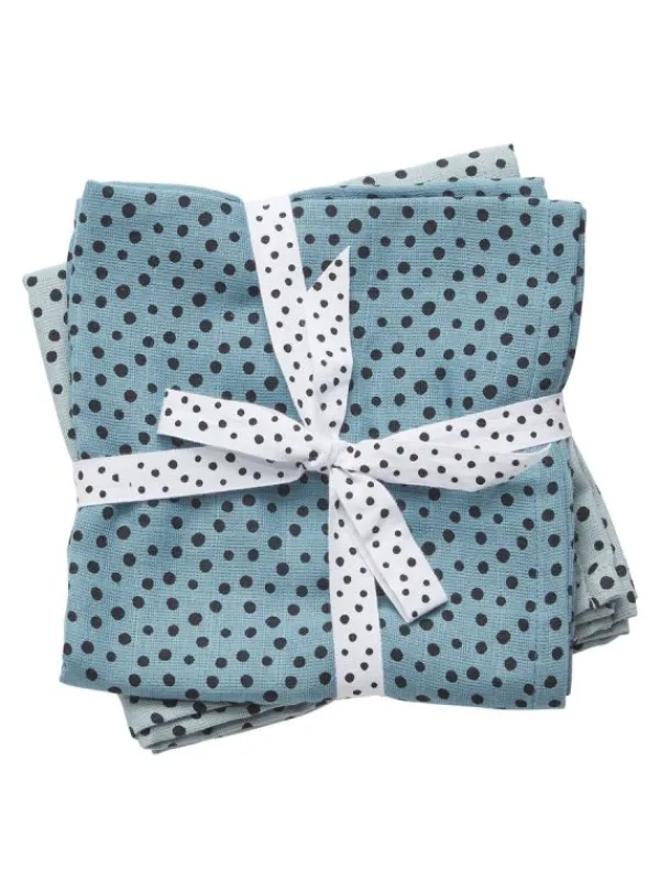 New Harsoliina 2-pack 70x70 - Happy dots blue - Puuvillaharsot