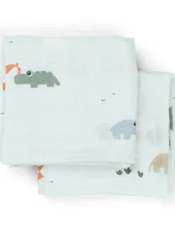 New Harsoliina 2-pack 70x70 - Playground Blue - Puuvillaharsot