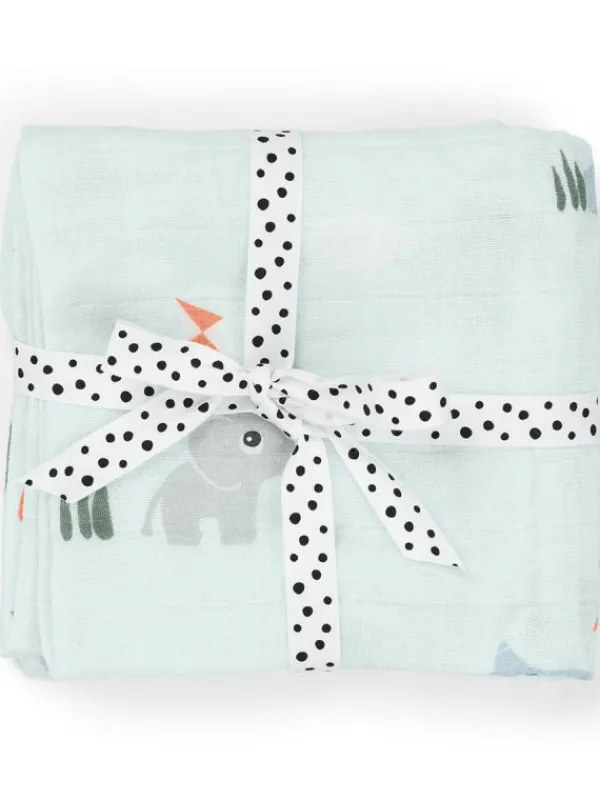 New Harsoliina 2-pack 70x70 - Playground Blue - Puuvillaharsot