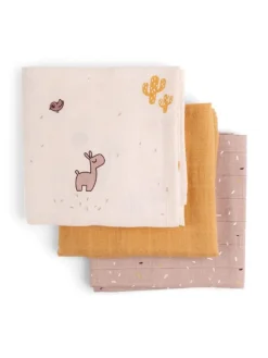 Sale Harsoliina vauvalla 3-pack 70x70 - Lalee Powder - Puuvillaharsot