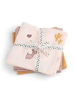 Sale Harsoliina vauvalla 3-pack 70x70 - Lalee Powder - Puuvillaharsot
