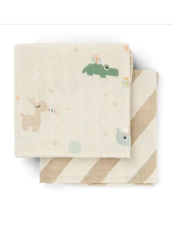 Harsoliina vauvalle 2-pack 70x70 - Celebration Sand – Puuvillaharsot