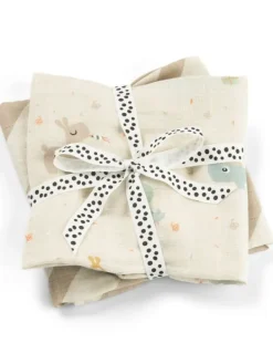 Harsoliina vauvalle 2-pack 70x70 - Celebration Sand – Puuvillaharsot