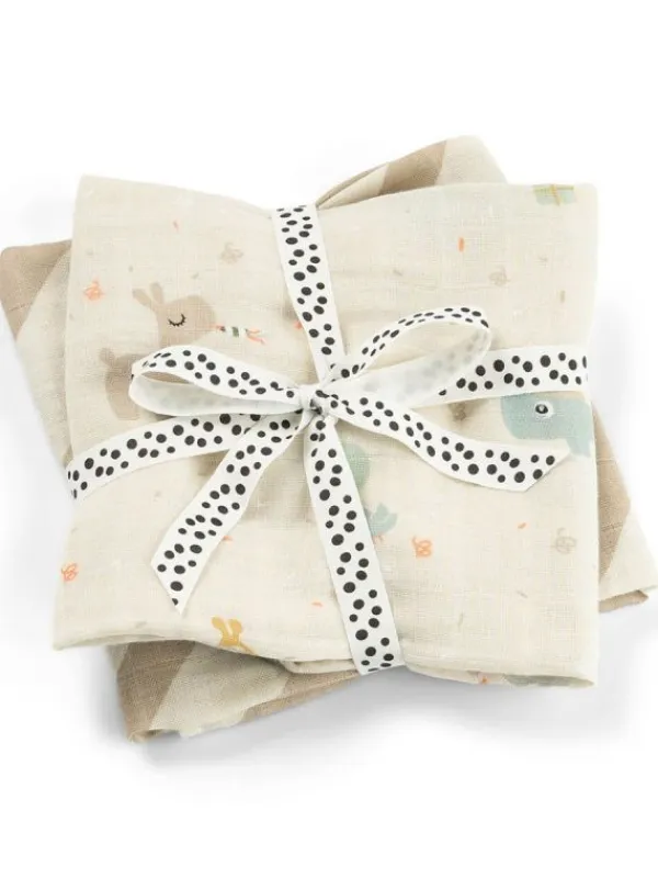 Harsoliina vauvalle 2-pack 70x70 - Celebration Sand – Puuvillaharsot