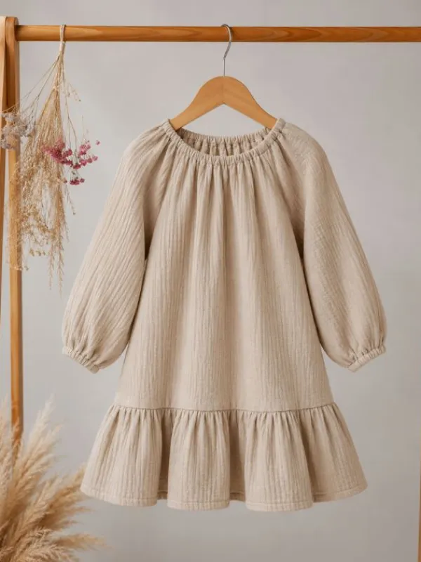 New Harso-mekko lapselle (pitkähihainen), Beige Sisävaatteet|Kaste- Ja Nimiäisjuhlat