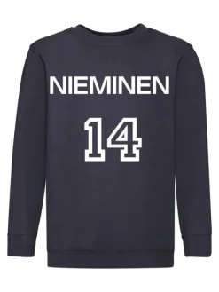 Outlet Lasten Collegepaita nimellä ja numerolla, navy sininen Oma Teksti -Tuotteet