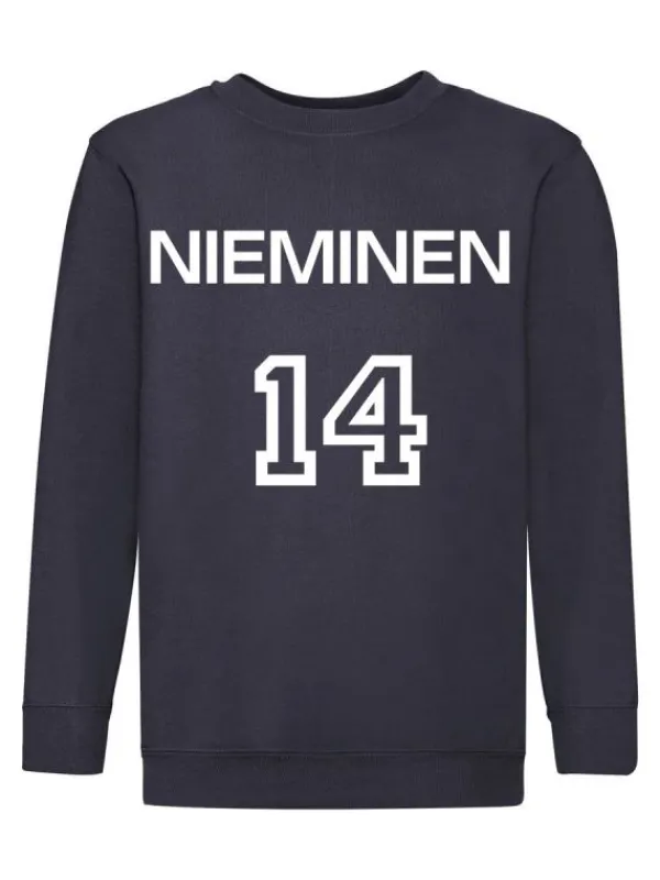 Outlet Lasten Collegepaita nimellä ja numerolla, navy sininen Oma Teksti -Tuotteet