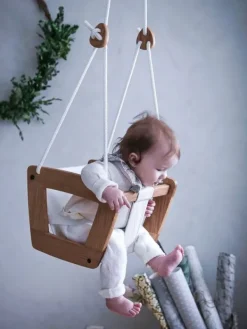 New Lillagunga - toddler keinu - tammi, valkoinen nahka Toiminnalliset Lelut|Sisustustavarat