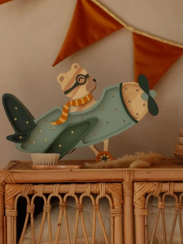 Outlet Little Lights Yövalo, Vintage Plane, 4 Eri väriä Yövalot Ja White Noise