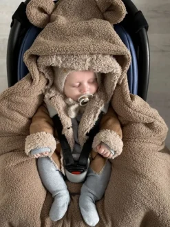 New Lämmin nallenkorva boucle turvakaukalon viltti – brown Lämpöpussit