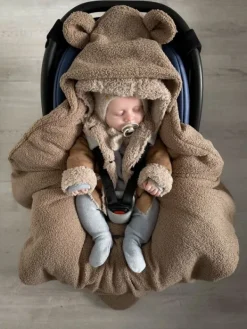 New Lämmin nallenkorva boucle turvakaukalon viltti – brown Lämpöpussit