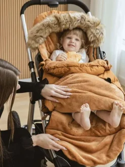 Discount Lämpöpussi rattaisiin nallenkorvilla ja karvalla, honey Lämpöpussit