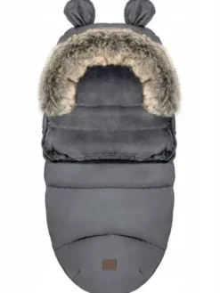 Lämpöpussi rattaisiin nallenkorvilla ja karvalla, dark gray Lämpöpussit