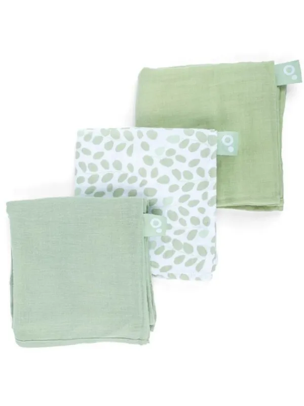 Online Luomupuuvillainen harso 3-Pack, leaves green | Puuvillaharsot