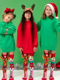 Clearance Hassunhauskat Reindeer and Elf Joulusukat Madmia Hassunhauskat Sukat