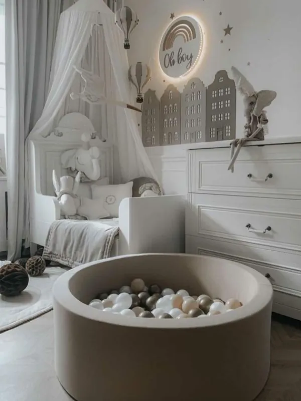 Sale Pehmeä pallomeri + pallot (valitse värit), beige Lasten Pallomeret