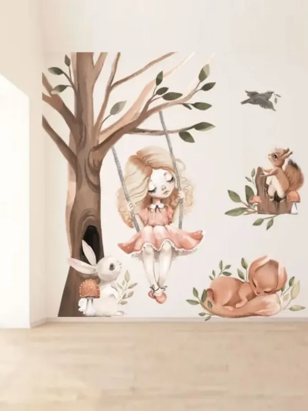 Discount Seinätarra Setti 100x100cm, Forest Story XXL Seinätarra Setit