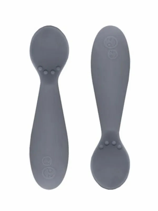 New Silikoniset Tiny Spoon ensilusikat Twin-Pack, grey | Ruokailuhetkiin