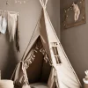 Sale Tiipii teltta röyhelöreunoilla ja matolla, beige Toiminnalliset Lelut|Verhokatokset