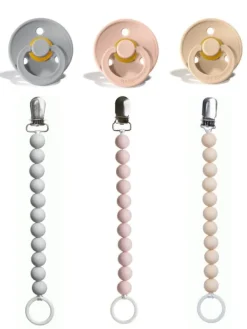 Outlet Tuttinauhat ja BIBS tutit vauvalle 3-PACK, rosa Tuttinauhat Lapselle