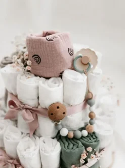 Vaippakakku tulevalle äidille, Dusty Pink Baby Shower -Lahjat