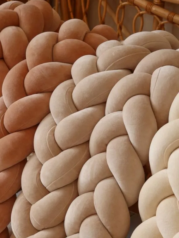 Clearance Velvet Palmikko reunasuoja pinnasänkyyn ja juniorisänkyyn - Beige Vuodevaatteet Ja Viltit