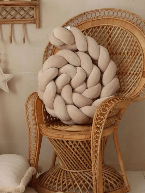 Clearance Velvet Palmikko reunasuoja pinnasänkyyn ja juniorisänkyyn - Beige Vuodevaatteet Ja Viltit