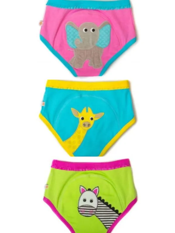 Hot Zoocchini-harjoitteluhousut 3 kpl Safari Friends tytöille Potta Ja Kuivaksiopetteluhousut